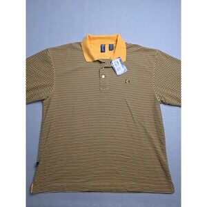 Koni Polo Shirt Men 2XL Yellow Black Striped Cotton Short Sleeve Golf Tennis NWT